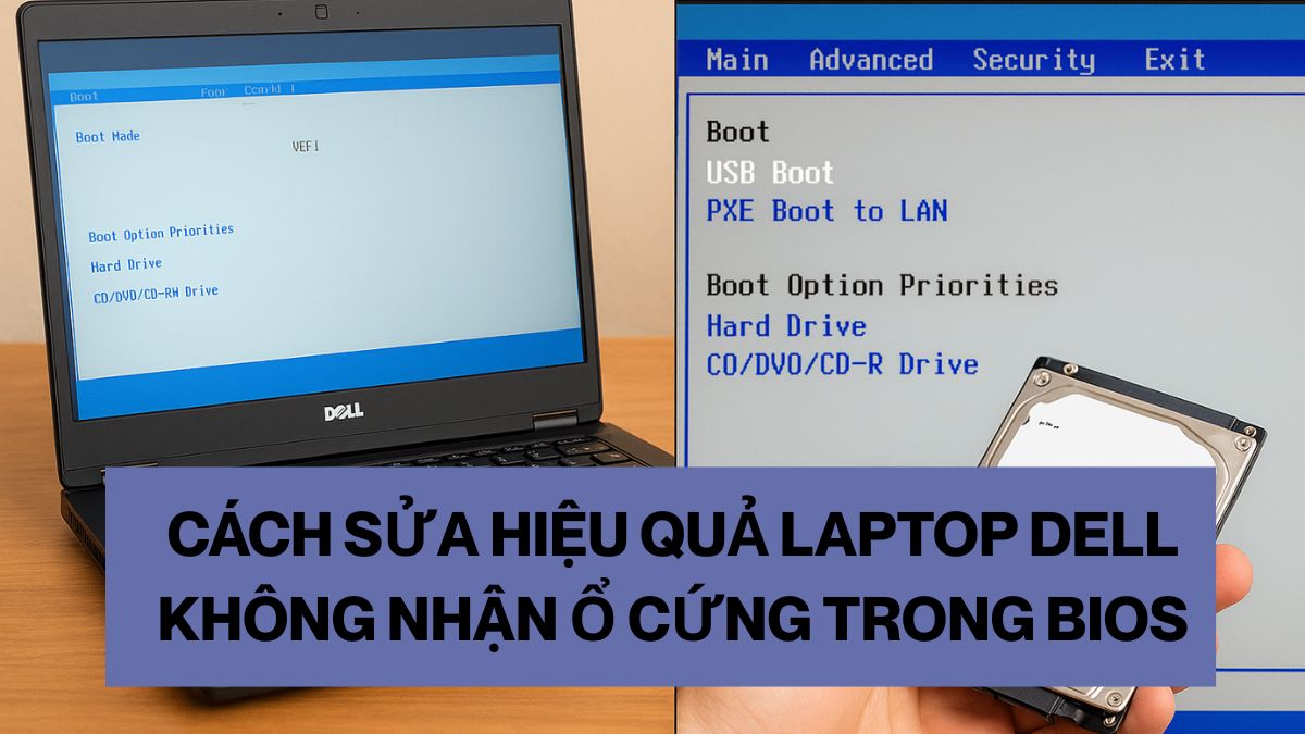 Cách sửa hiệu quả laptop Dell không nhận ổ cứng trong BIOS